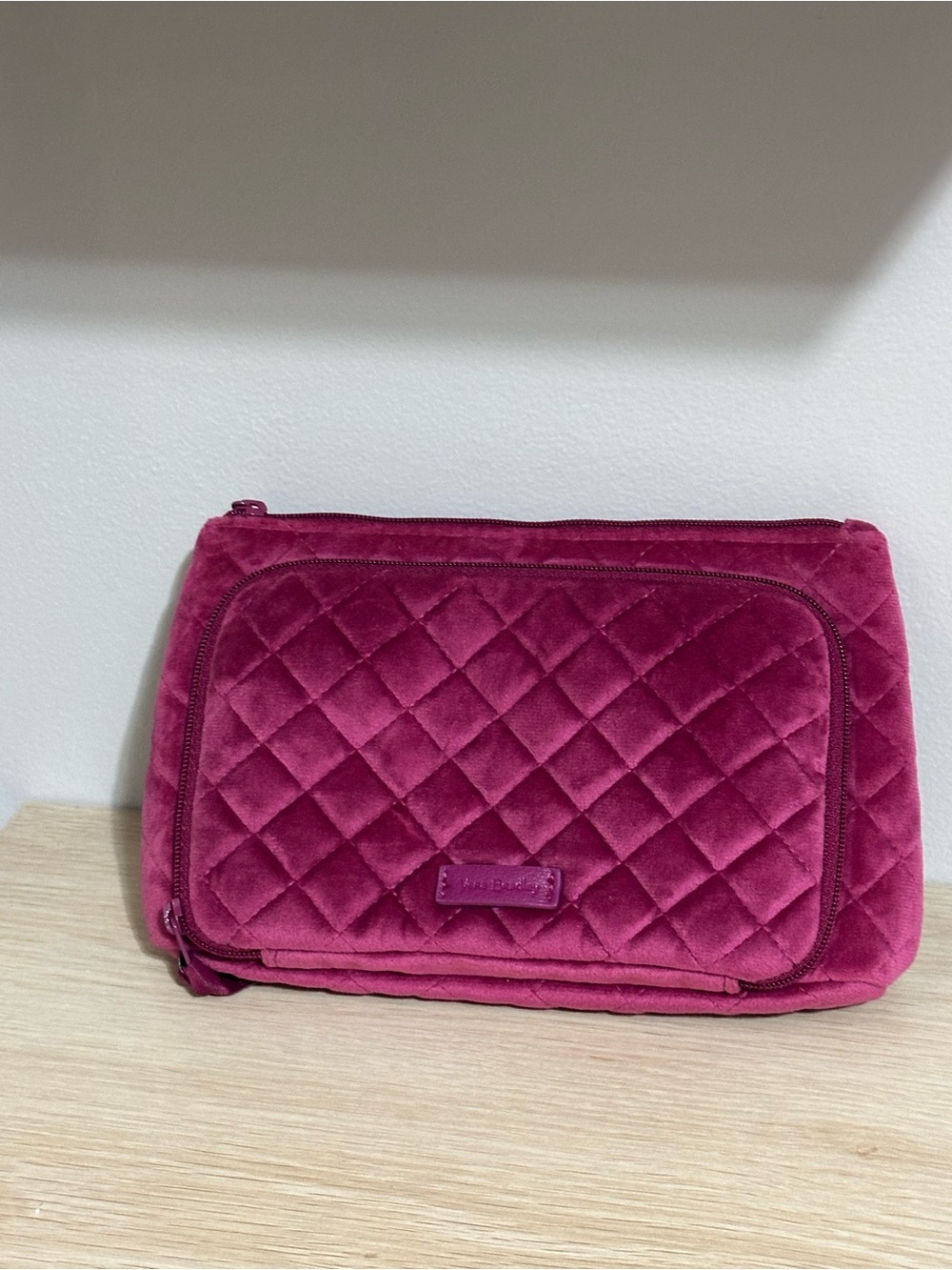 Vera Bradley Quilted Velvet Compact Organizer Majestic Magenta makeup bag